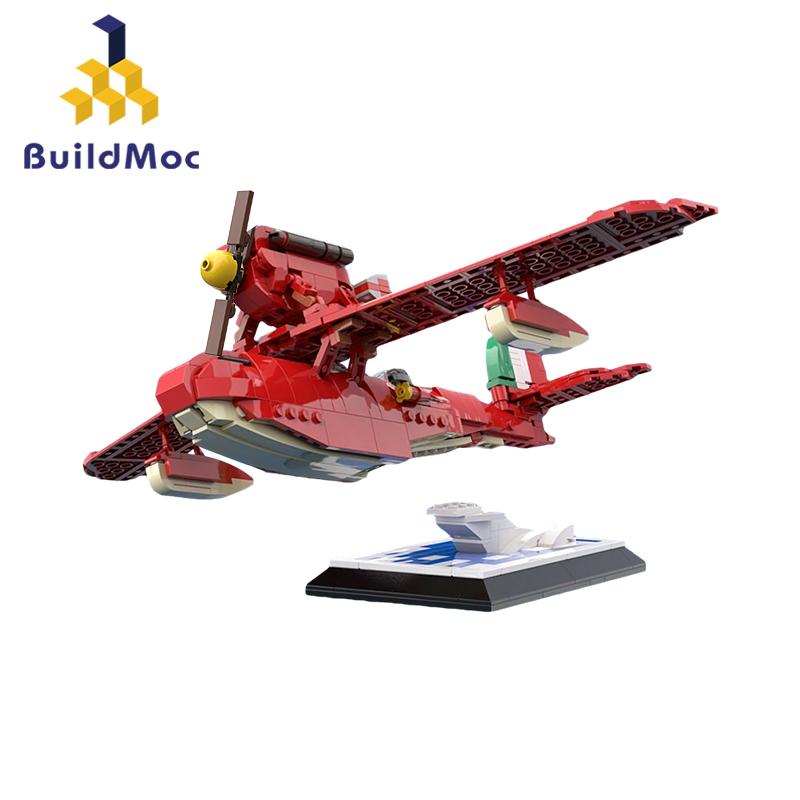 Buildmoc Porcos Rossoes Plane Savoia S‧21 Flogore Macchi M.33 Building Blocks  for Children Kids Gifts Toy 572PCS