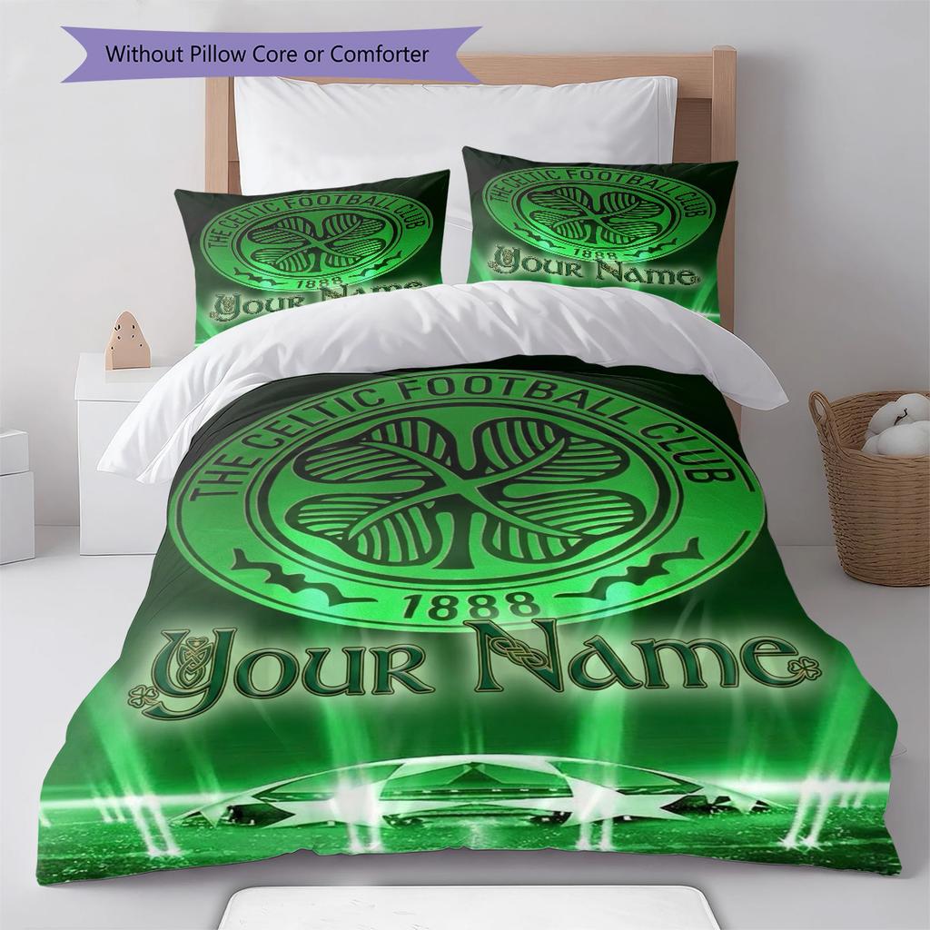 Celtic Fc Crest Custom Name Pattern Bedding Quilt Set Quilt Cover Pillowcase Home Birthday Gift(1 * duvet cover + 2 * pillowcase, without core)
