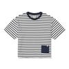 SNOWPEAK Cotton Women's Stripe Semi-crop Short-sleeve T-shirt Navy (S25MWFTS69)