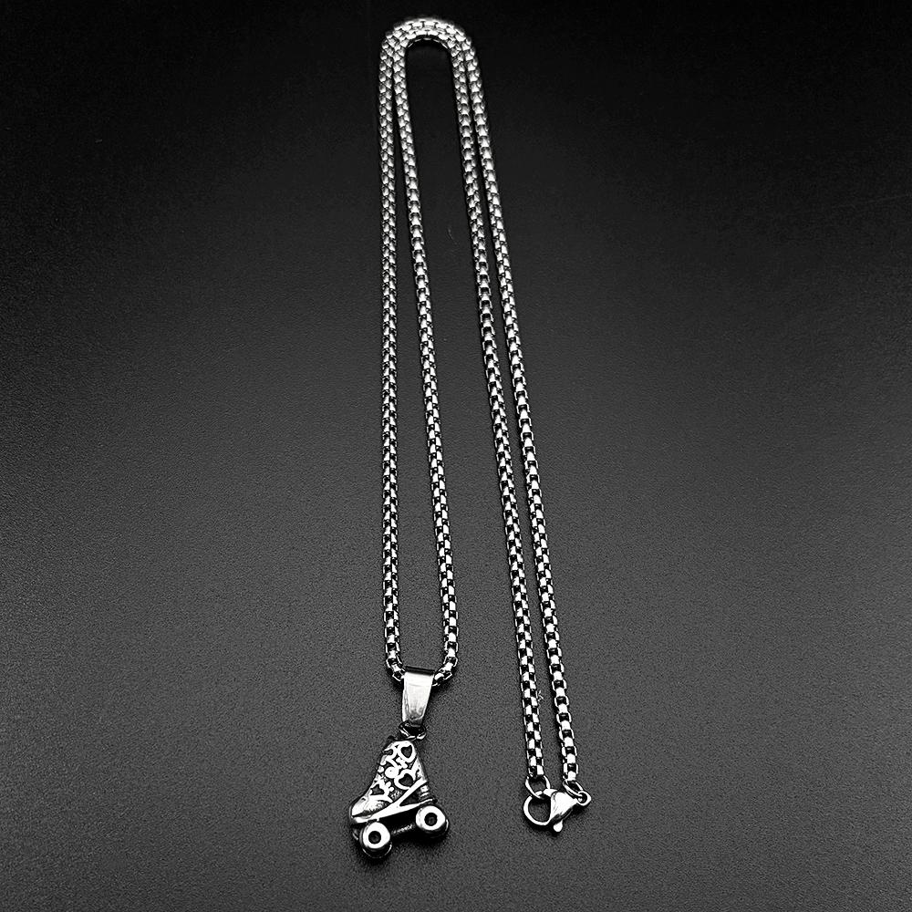 Roller Skates Neck Chain For Women Men Stainless Steel Silver Color Fashion Male Hiphop Hottie Party Pendant Necklace Jewelry