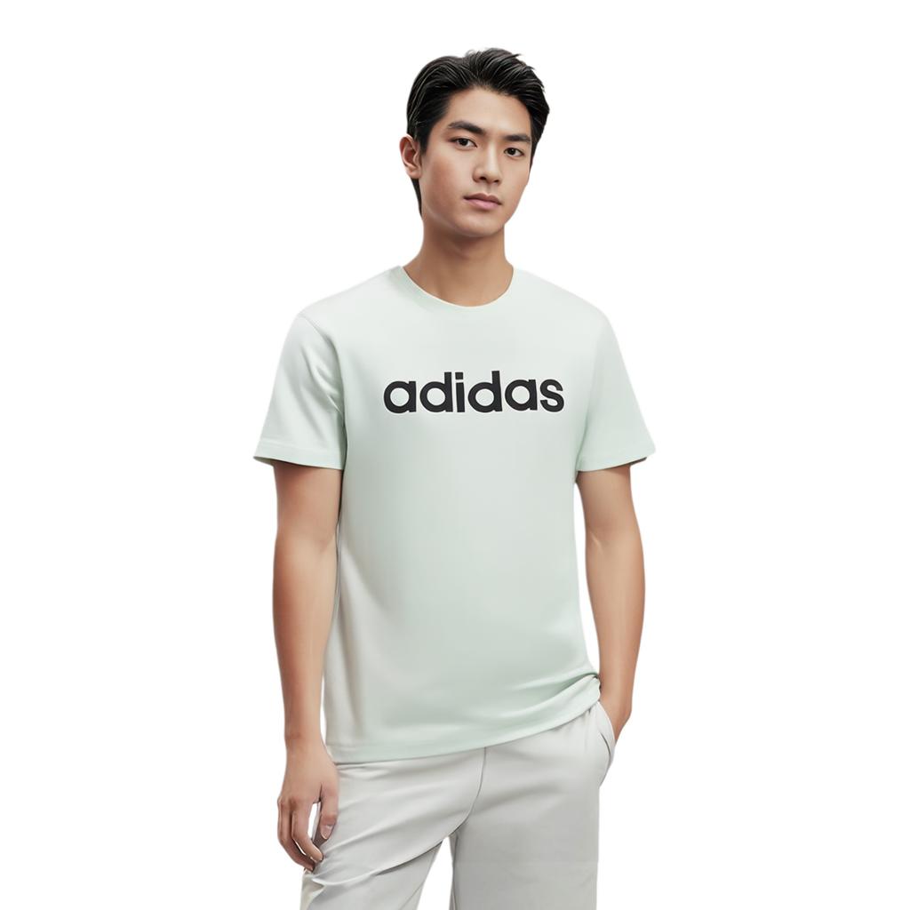 adidas SS24 Maglietta a Maniche Corte da Allenamento Sportiva Casual Traspirante con Logo a Lettere Stampato Uomo Top Azzurro Cristallo JI5075