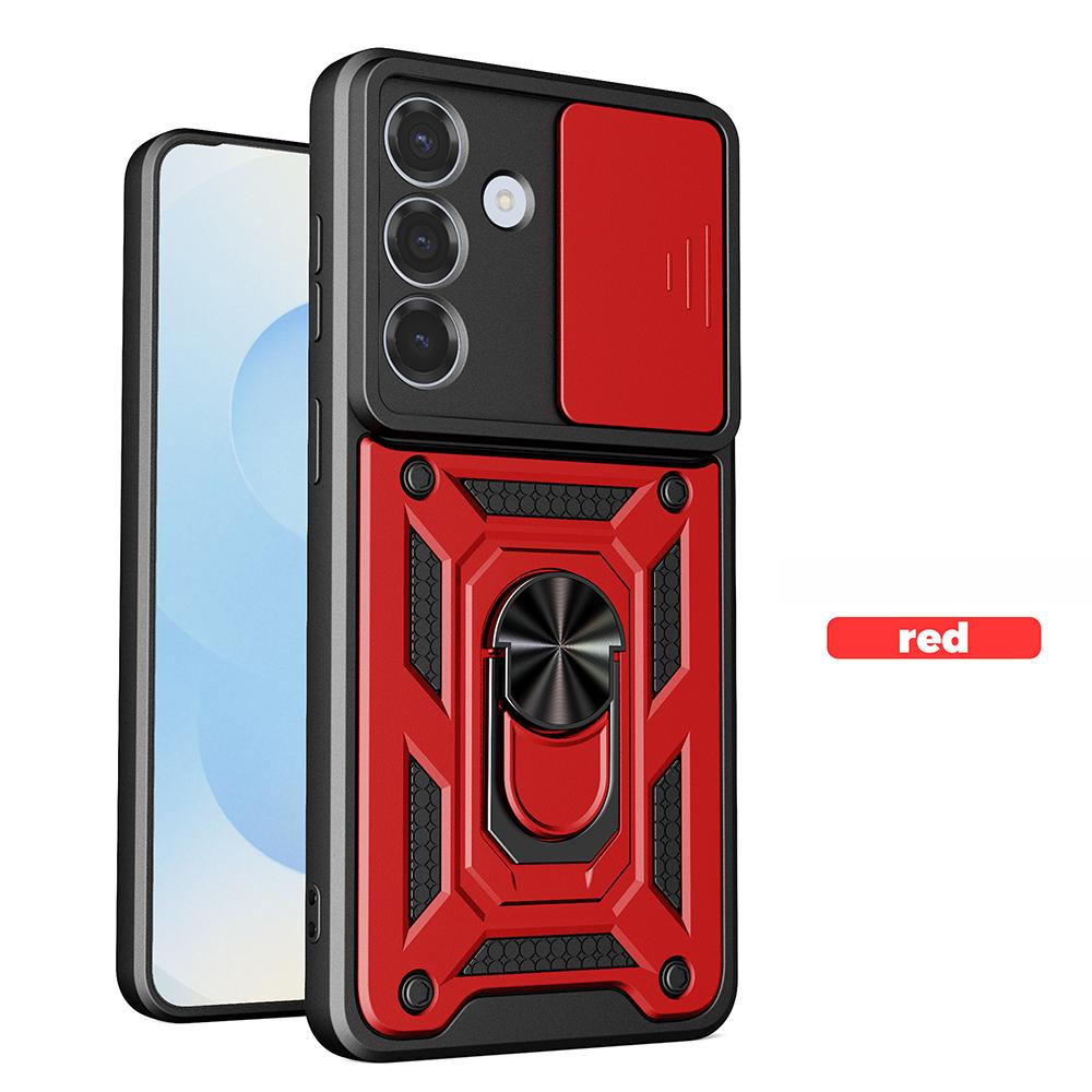 Lens Slide Camera Protect Armor Case For Samsung Galaxy S26 Ultra S2 Edge S24 S23 S22 Plus Phone Case Ring Holder Stand Cover