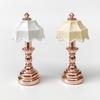 Miniature Dollhouse Table Lamp LED Desk Model Mini Light Decoration Children's Toy Dollhouse Play Accessories for Mini House Bedroom Pack of 2