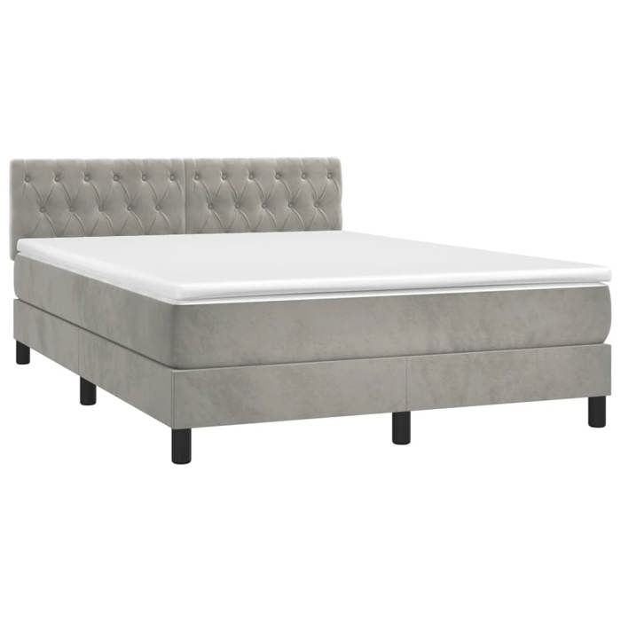 VidaXL Slat Bed Base with Mattress and LED, Upholstered Bed, Double Bed, Adult Bed for Interior Bedroom, 3134585