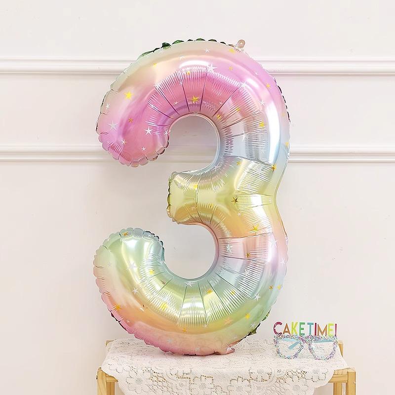 40 Inch Gradual Change Star Birthday Digital Balloon Baby Children'S First Year Party Photo Props Decorations