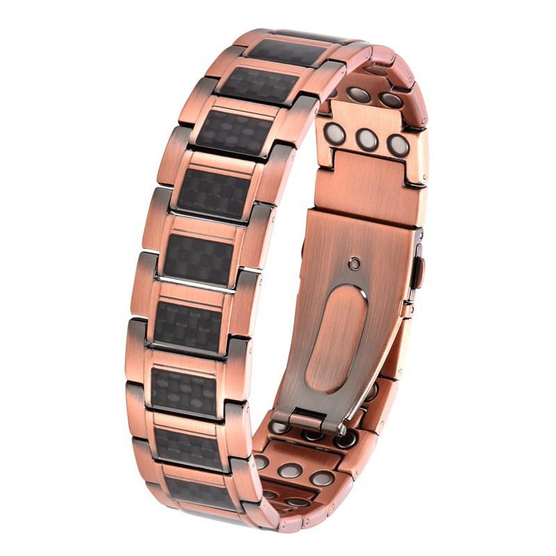 Copper Magnetic Therapy Bracelet Men Women Geometric Design Fashionable Three-Row Magnet Stackable Jewelry