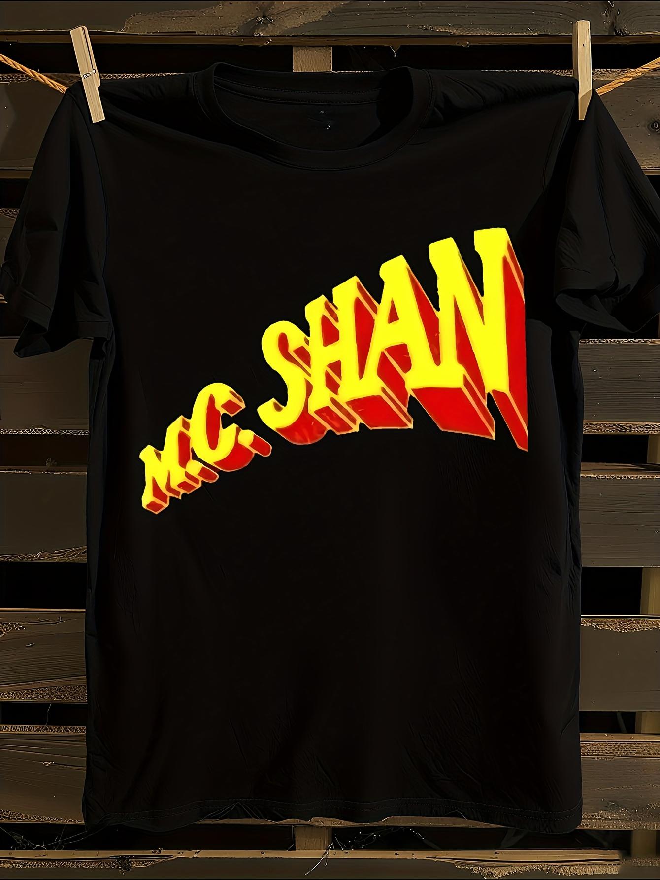 MC SHAN Plus Size Black Cotton T-shirt L