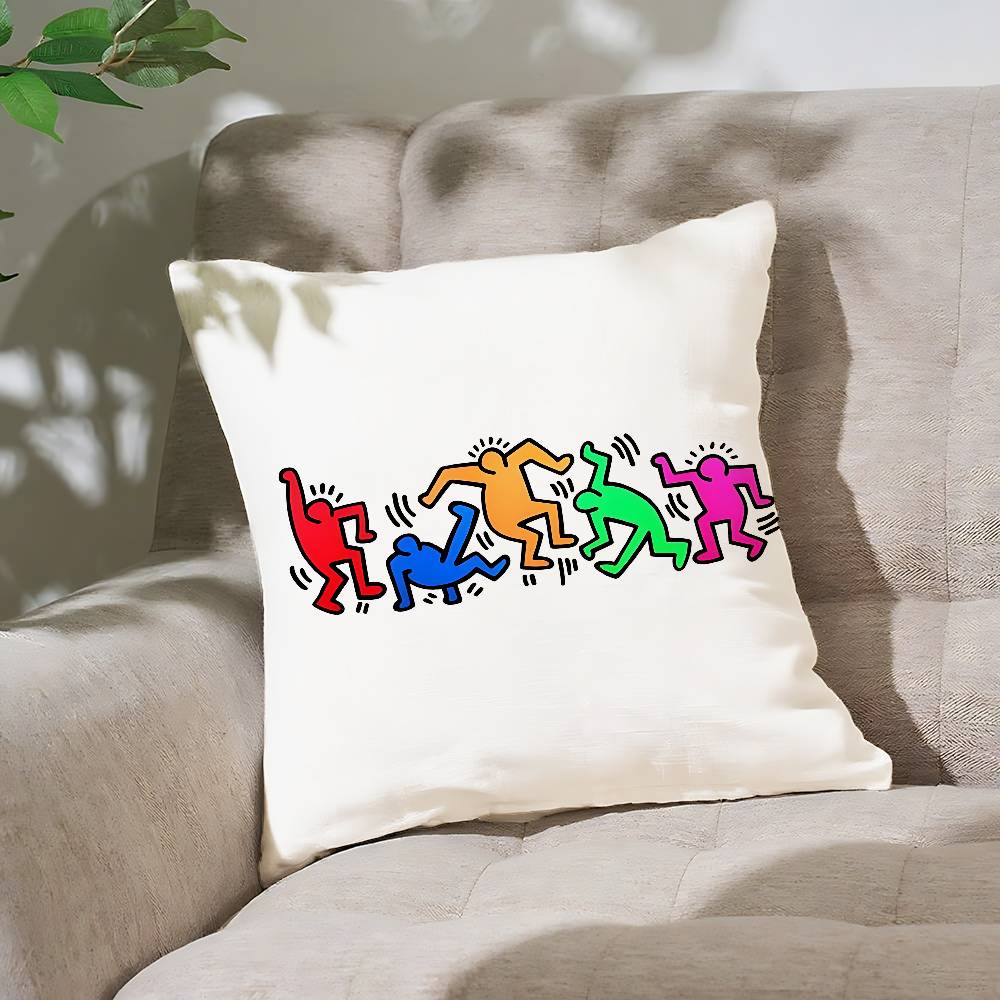 

Art K-Keith-H-Haring Pillow Case Cushion Cover Soft Cute Throw Pillow Case For Car Sofa Pillowcase Polyester With Zipper 16x16Inch