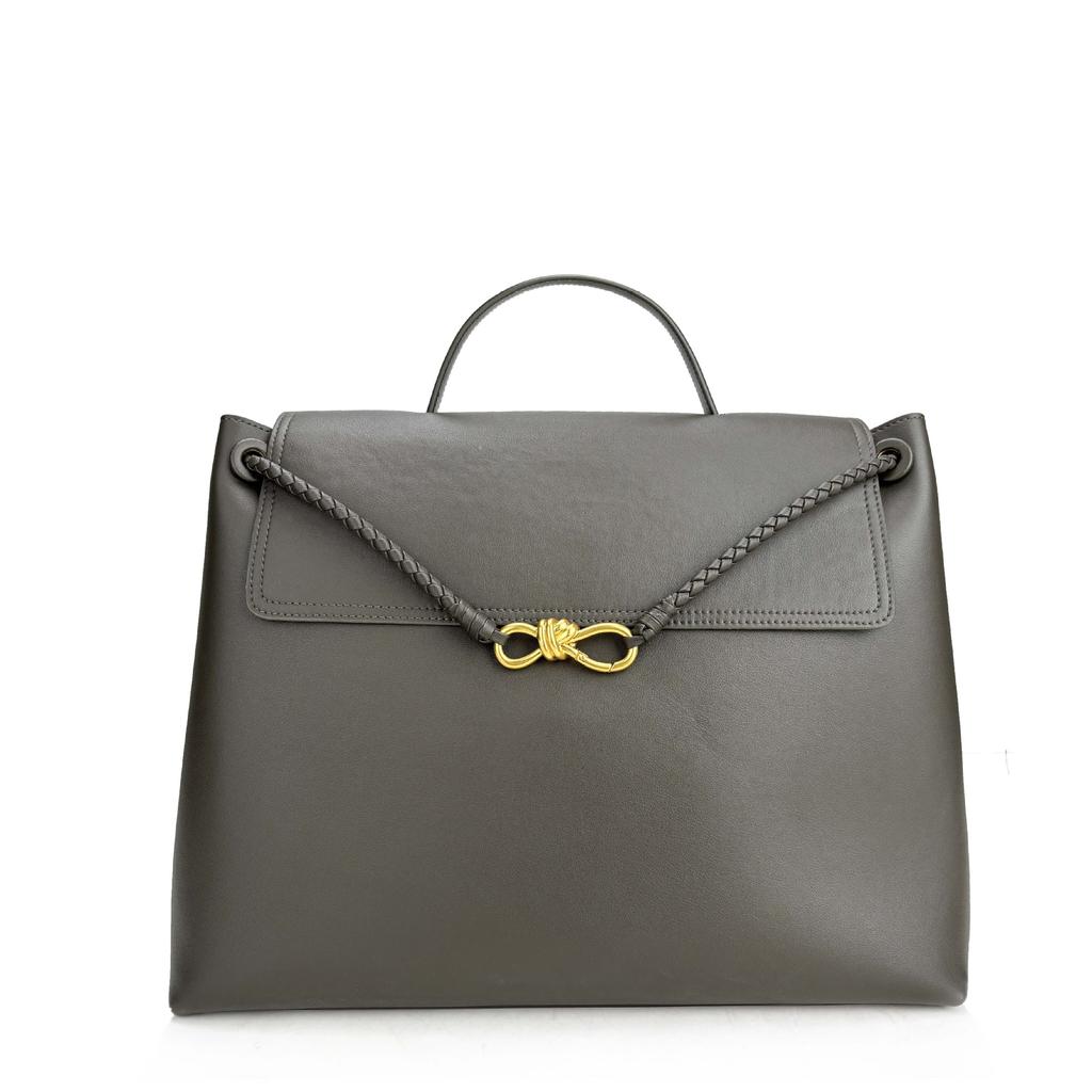 And New Plain Weave Fashionable Versatile Bow Tie Gold Buckle Single Shoulder Crossbody Handbag With Large Capacity Tote Bag