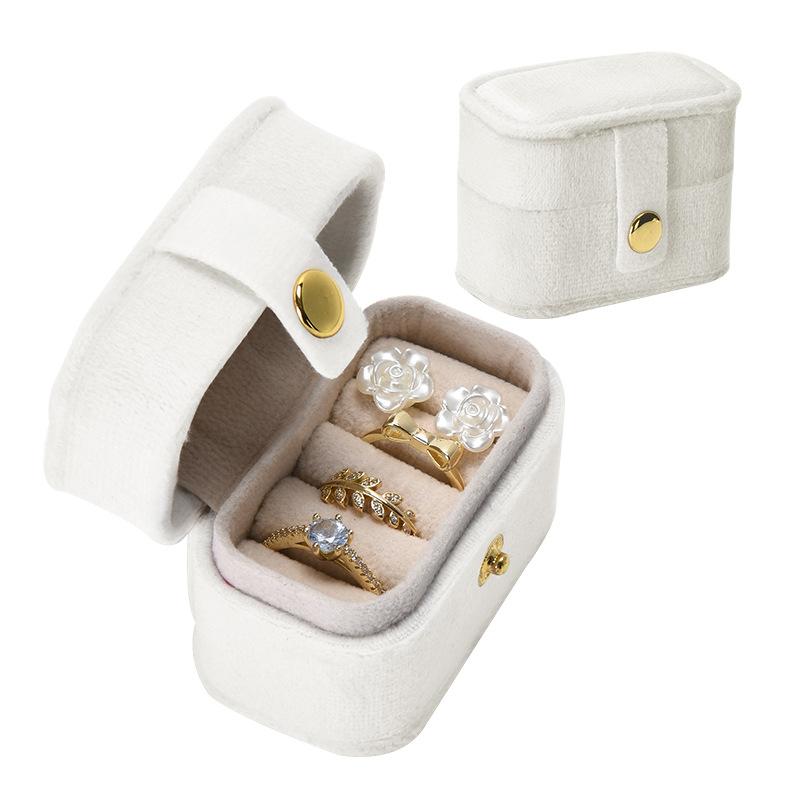 Portable Jewelry Box Pu Mini Ring Box Earring Storage Jewelry Box Snap Button