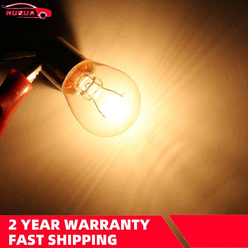 10Pcs Car Turn Signal Lights S25 1156 1141 BA15S Car Dual-filament Halogen Bulb Turn Singal Light DC12V Reverse Lamp Yellow Bulb Dome Lights 6