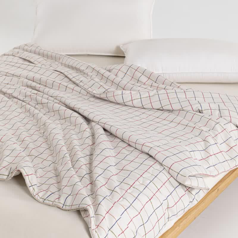 Muji Plaid Textured 100% Cotton Summer Quilt