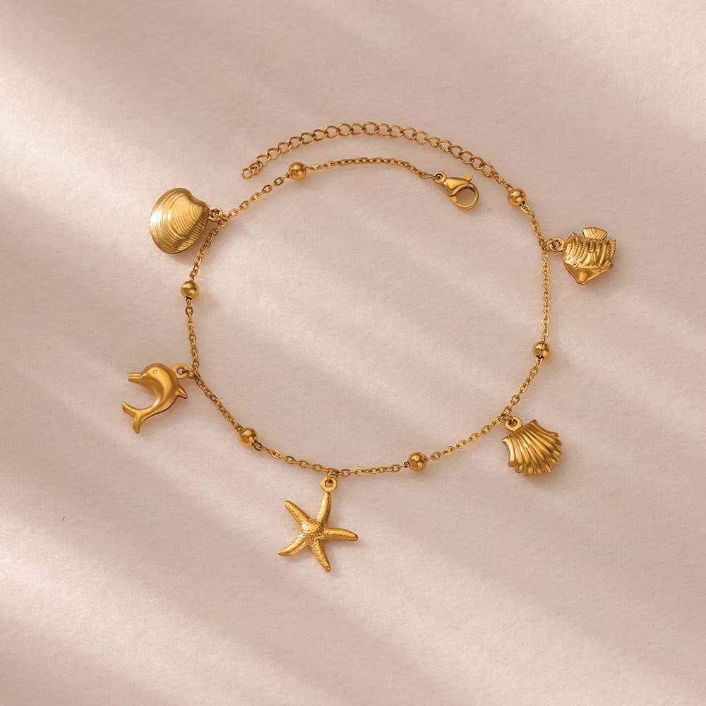 Beads Anklets for Women Gold Color Stainless Steel Chain Ankle Bracelet Trendy Summer Beach Jewelry Accessories Gifts