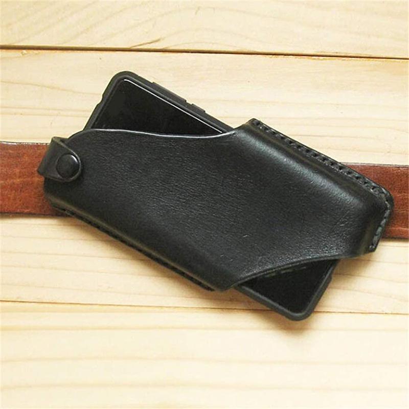 Leather Cell Phone Holster Retro Sheath with Belt Loops Mobile Phone Belt Cover for Mens Outdoor Waist Hanging Belt