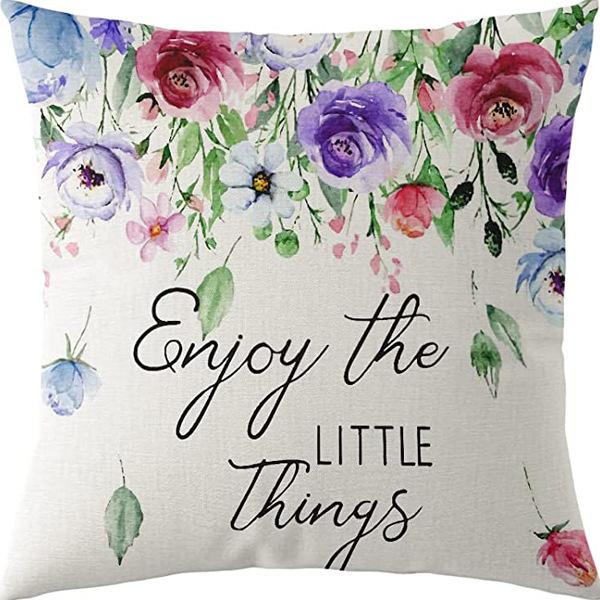 Flowers Daisy Tulip Printed Linen Pillow Case Home Living Room Sofa Bedroom Pillow Case