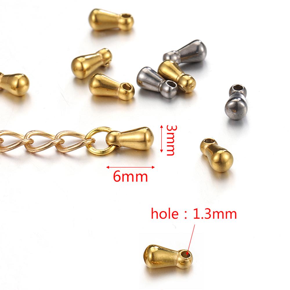 30pcs Stainless Steel Water Drop End Charms Pendants Connector Chain Extension Tail Charm for Jewelry Making DIY Wholesale
