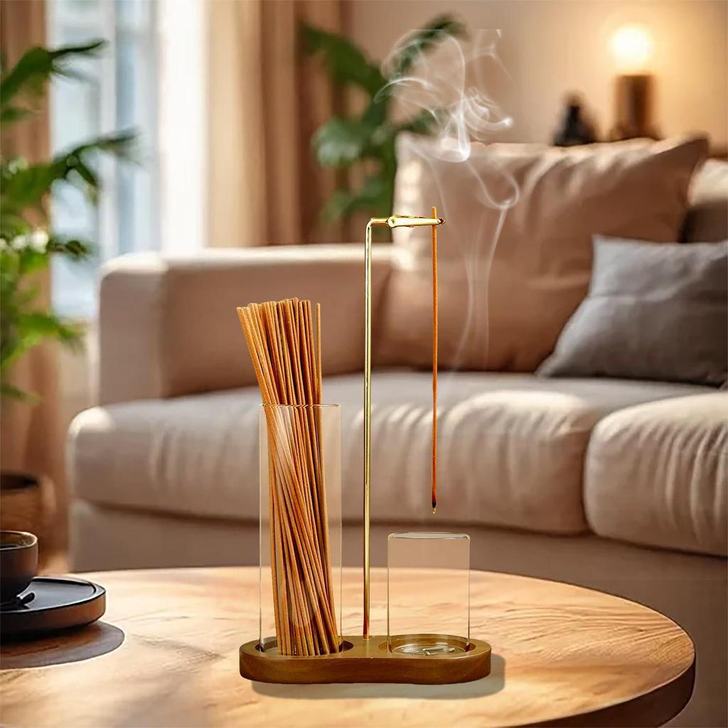 Figure-8 Glass Cup Incense Holder: Anti-Ash Meditation & Yoga Decor