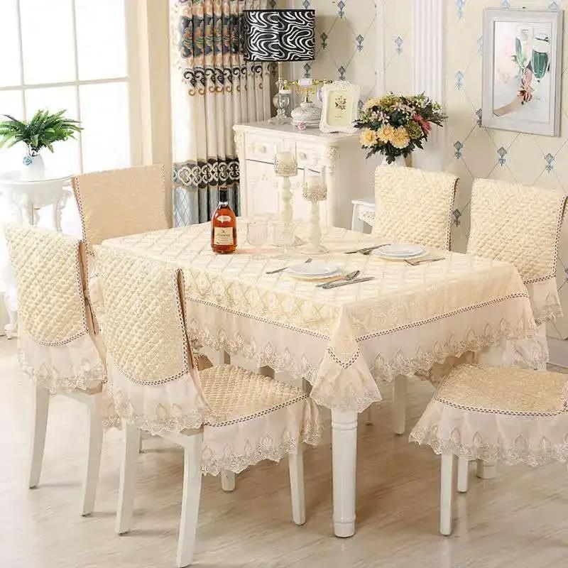 

Кружевная юбка по краю, чехол на стул в европейском стиле, ткань для обеденного стола, подушка, скатерть с плоским принтом, ткань, художественная ткань для чехла на табурет 150x200cm
