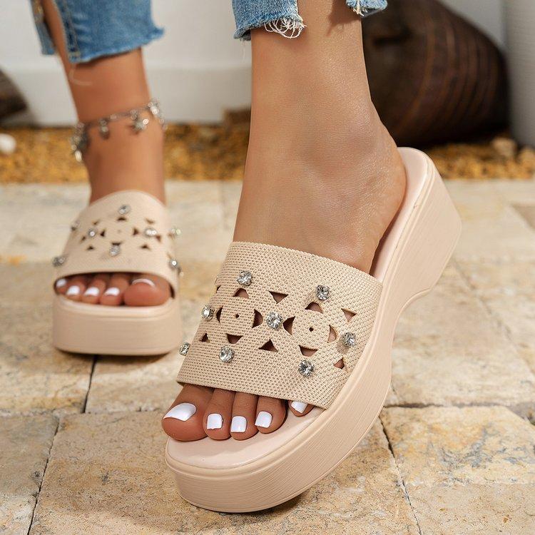 

Обувь на толстой подошве Шлепанцы на одно плечо Губчатые сандалии Повседневные шлепанцы с перфорацией 43 бежевый