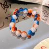Modern Chinese Style Handmade Bracelet With Deep Sea Glass And Blue Tiger Stones Eye