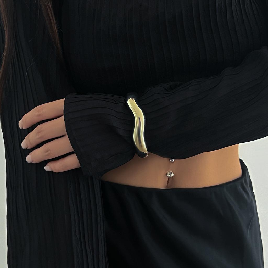 DIEZI 3 Style Punk Gold Color Metal Wide Bangles For Women Men Vintage Fashion Silver Color Geometric Spring Bracelets Jewelry