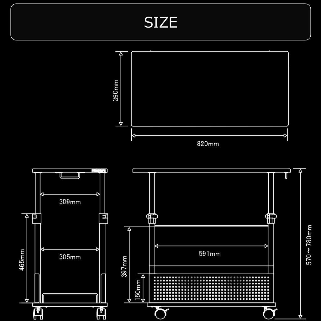 Bauhutte Elevating Desk Large Computer Rack PC Rack 39 X Depth 82 Height White L-shaped (Width 57~78 Cm) BHD-820H-WH