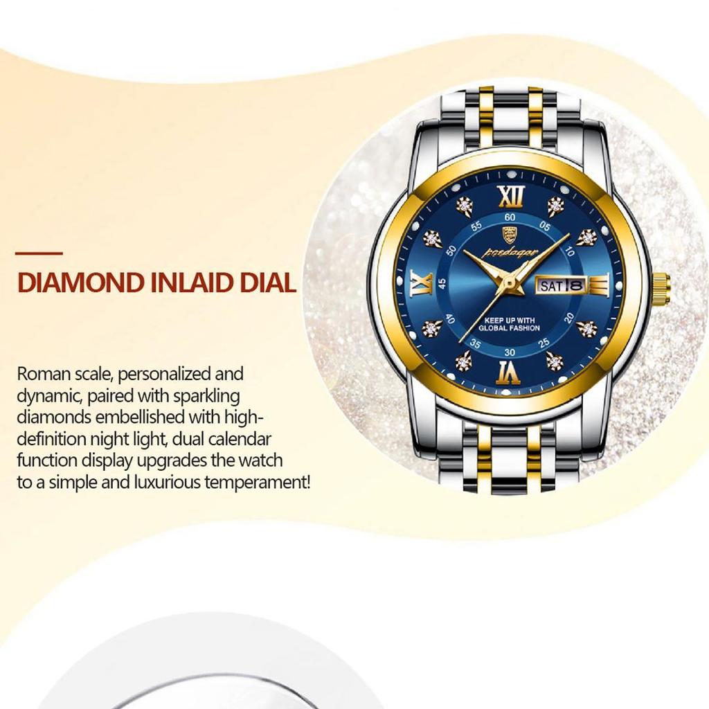 Dames quartzhorloge Nieuw waterdicht lichtgevend horloge met dubbele kalender