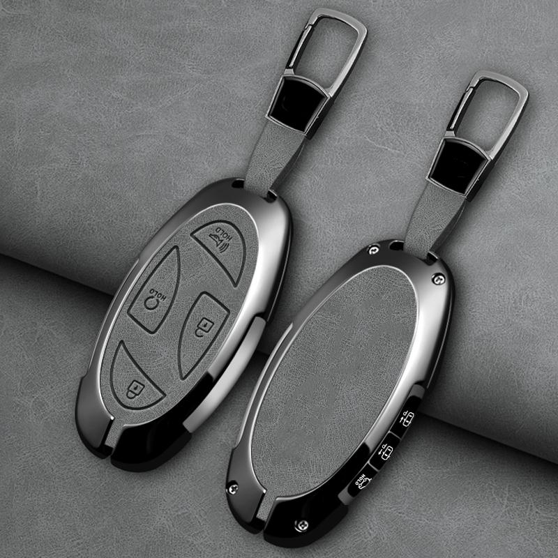 5 7 Button Zinc Alloy Leather Car Key Case For Hyundai Kona Ev Grandeur Gn7 Ioniq 6 Car Key Fob Case Accessories