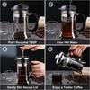 French Coffee Machine Coffee Press Filter Press Milk Frother Stainless Steel Bracket Heat-resistant Glass