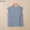 ZANZEA Women Casual Round Neck Solid Color Summer Short Sleeve Blouse