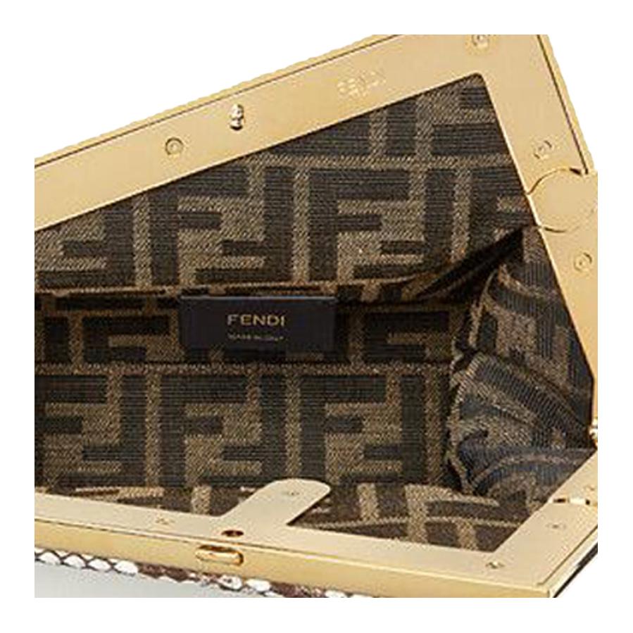 Fendi X Skims Collaboration F Buckle Python Trimmed Lambskin Handbag Women handbag White 8BP129-AGWR-F1GEN