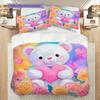 Bear Doll Pattern Bedding Quilt Set Quilt Cover Pillowcase Home Decoration Birthday Gift (1 * duvet cover + 2 * pillowcase, without core)