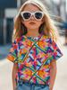 Kinderkleidung Mädchen T-Shirt Mode Kurzarm-T-Shirt Sommerkleidung 3D-Druck Kinder Oberteile Cartoon Atmungsaktiv Kinder T-Shirt