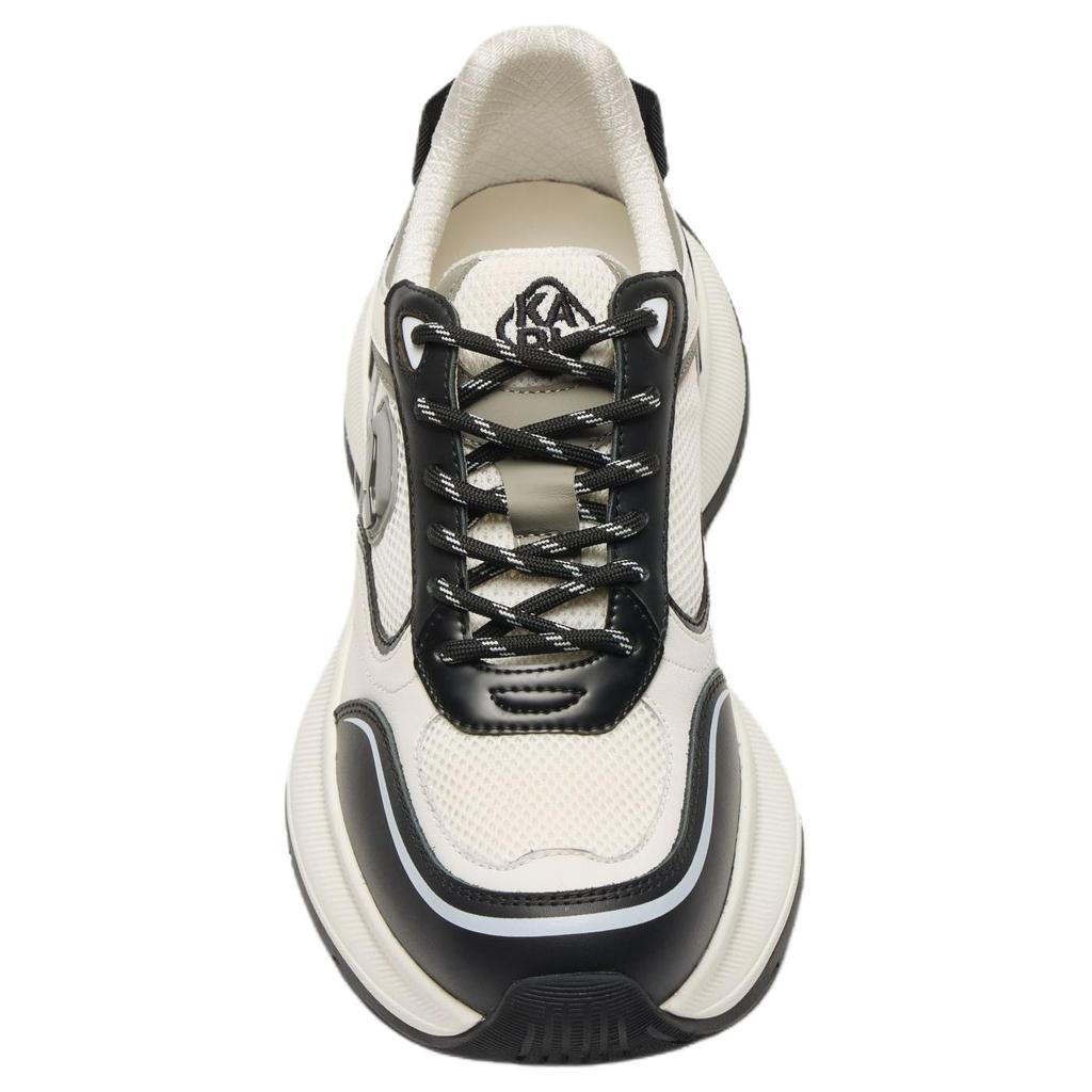 Karl Lagerfeld Outdoor Sports Fashion Versatile Ikonik Fabric Leather Round Toe Lace-Up Low-Top Dad Sneakers Men Sneakers Black White P2SC4501998