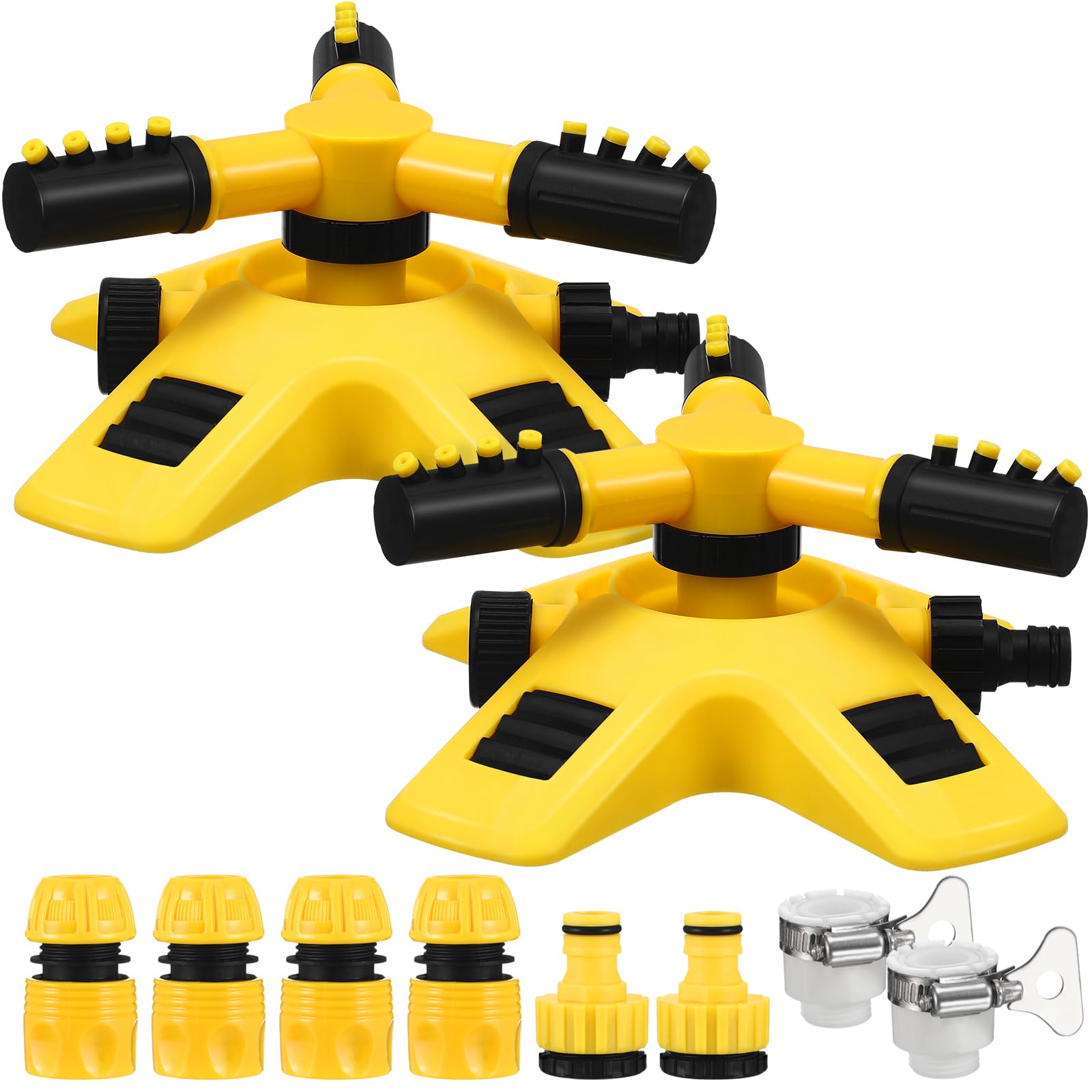 

iplusmile 2-Piece Set Sprinkler High Pressure Hose Plant Tool 360 Degree Watering Tripod Sprinkler Attachment Automatic Rotation Lawn Agriculture Irri