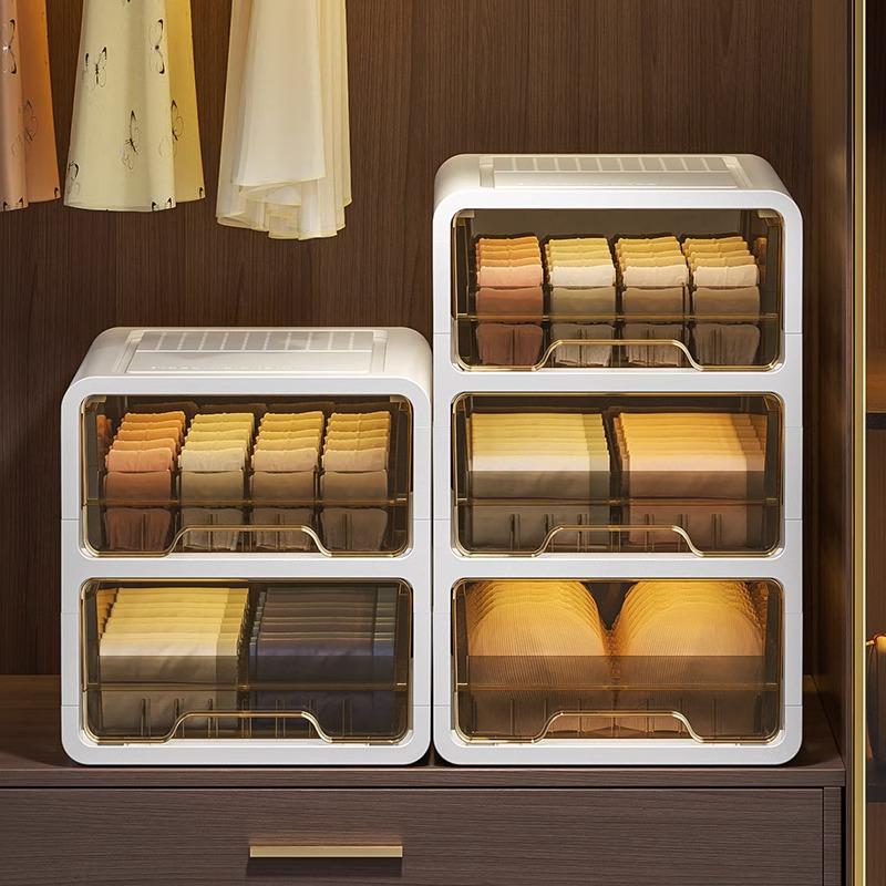 Three-in-One Drawer-Style Underwear, Sock & Panty Organizer Box