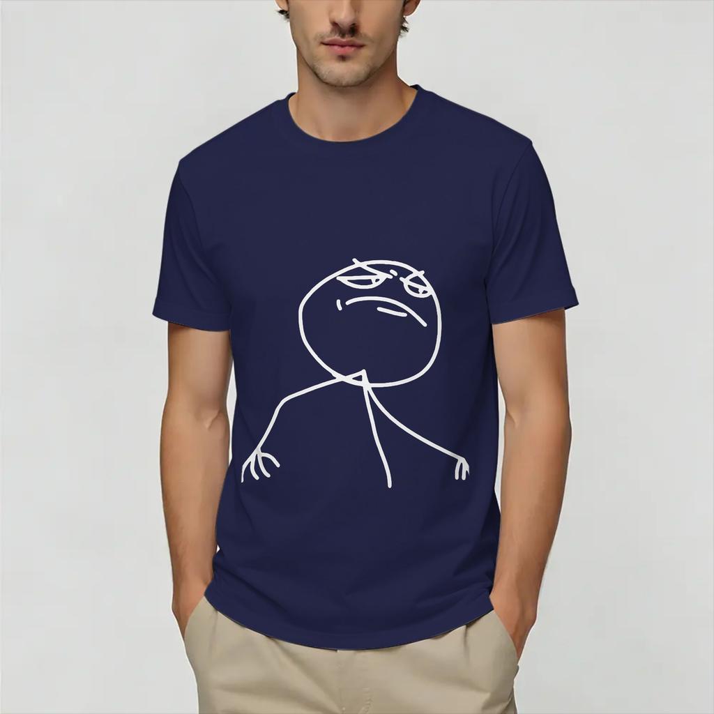 Rage Comic Trollfac Pure Cotton Tshirt For Male Beach Streetwear Tshirts O Neck Trendy Cool Tees Oversize Print Tops