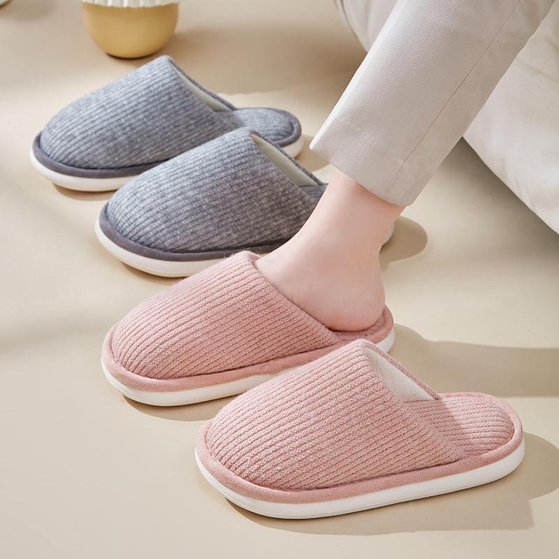 Winter cotton slippers women's indoor home household thick bottom non-slip bag head cotton drag men's comfort