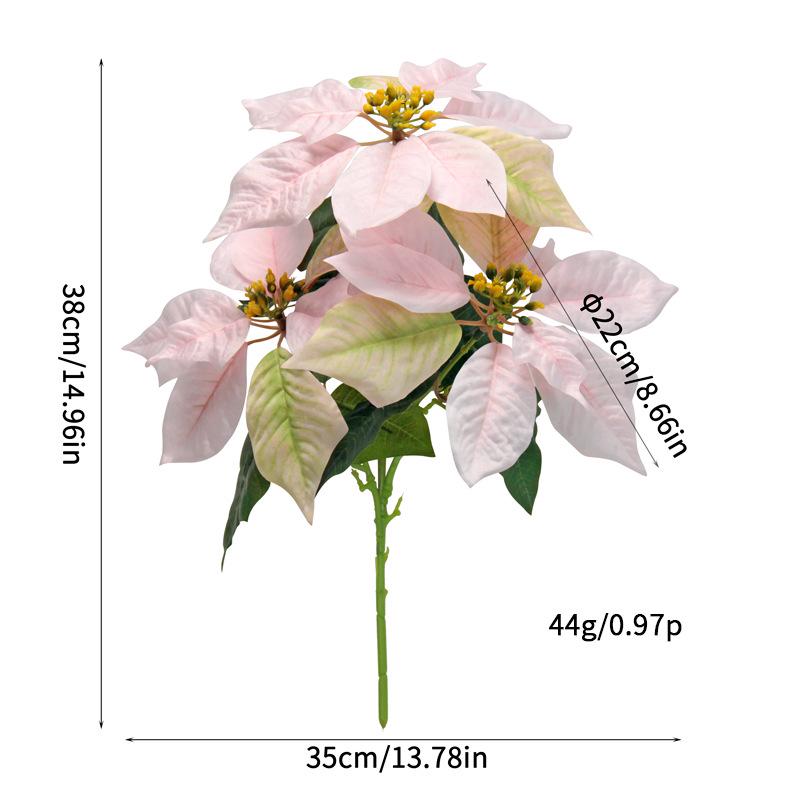 Poinsettia Artificial Flowers for Christmas Window Decorations - 3 Bouquets, 6 Colors - Perfect for Parties & Arrangements