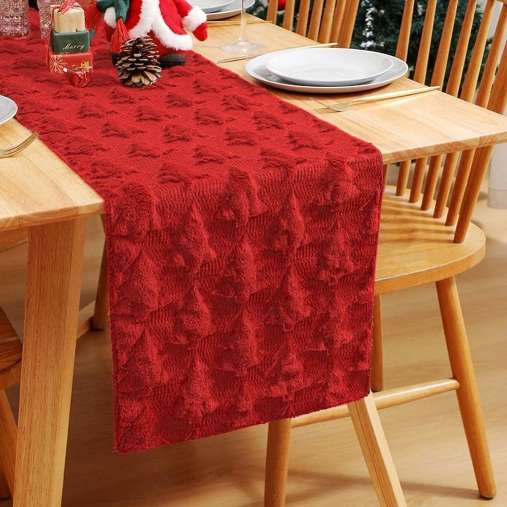 Plush Embroidered Christmas Table Cover Rectangular Dining Tablecloth  Restaurant