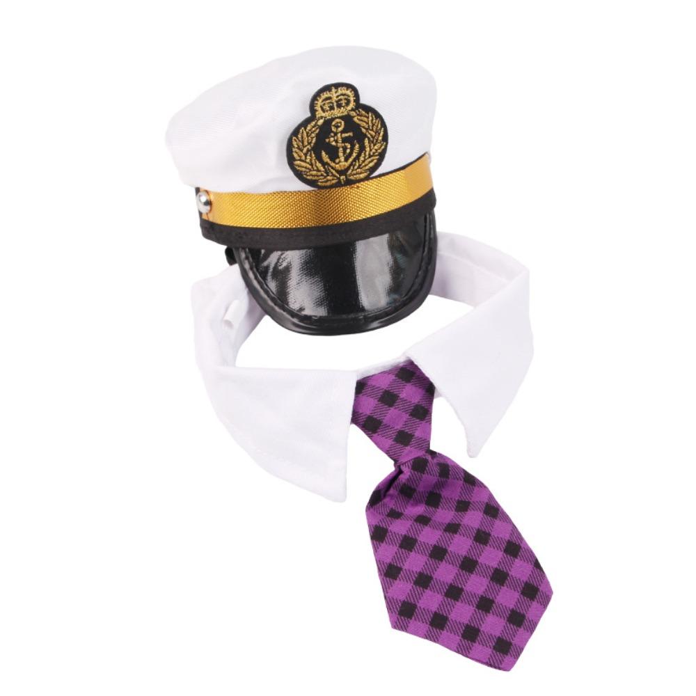 Dog hat bow tie dress up two-piece set, cute pet black tie cos pet dress up pet cat hat S