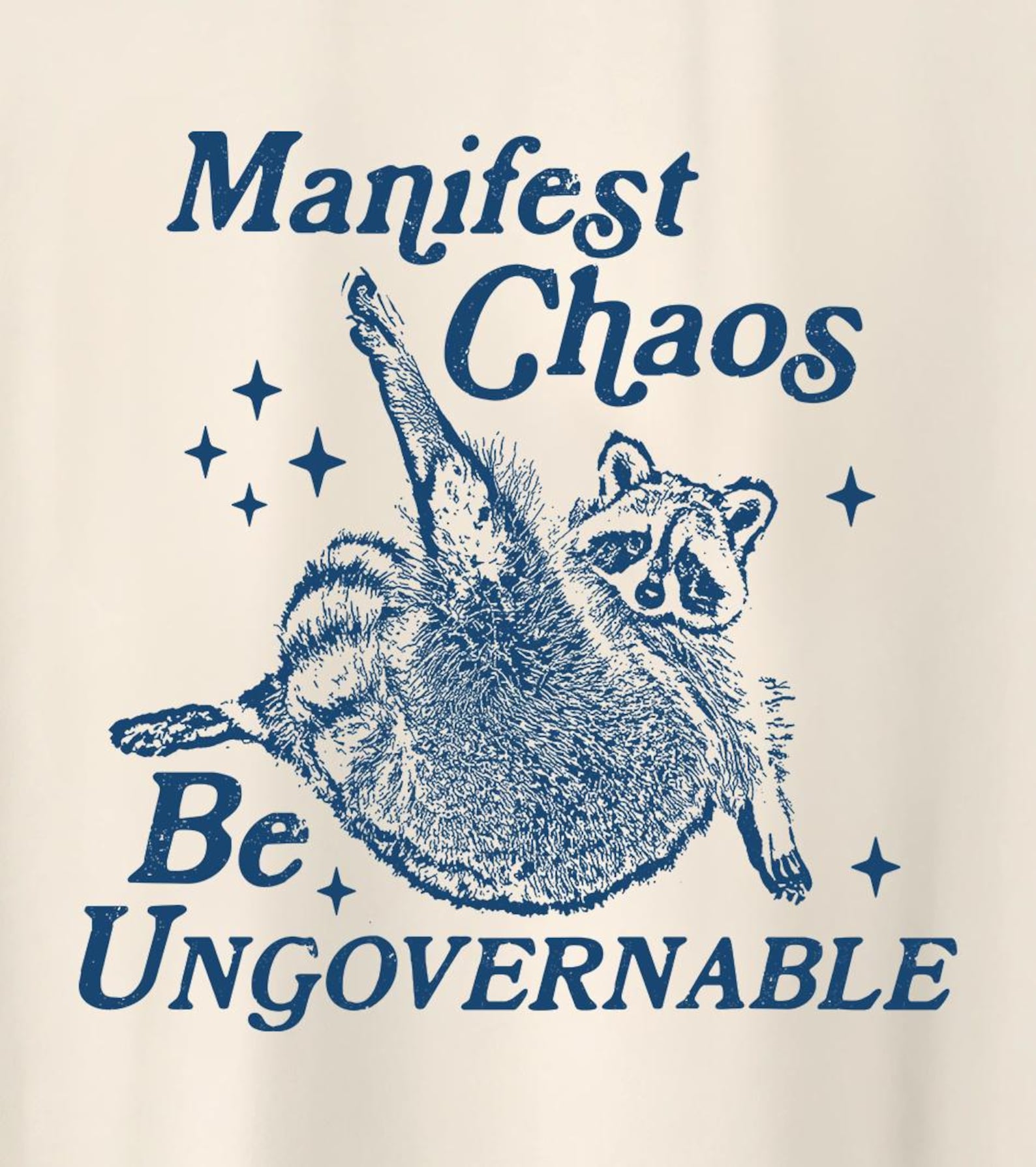 Cute Retro Manifest Chaos Be Ungovernable - Anarchist Anarchy Punk T-Shirt Anti-establishment Raccoon Meme T-Shirt 2XL