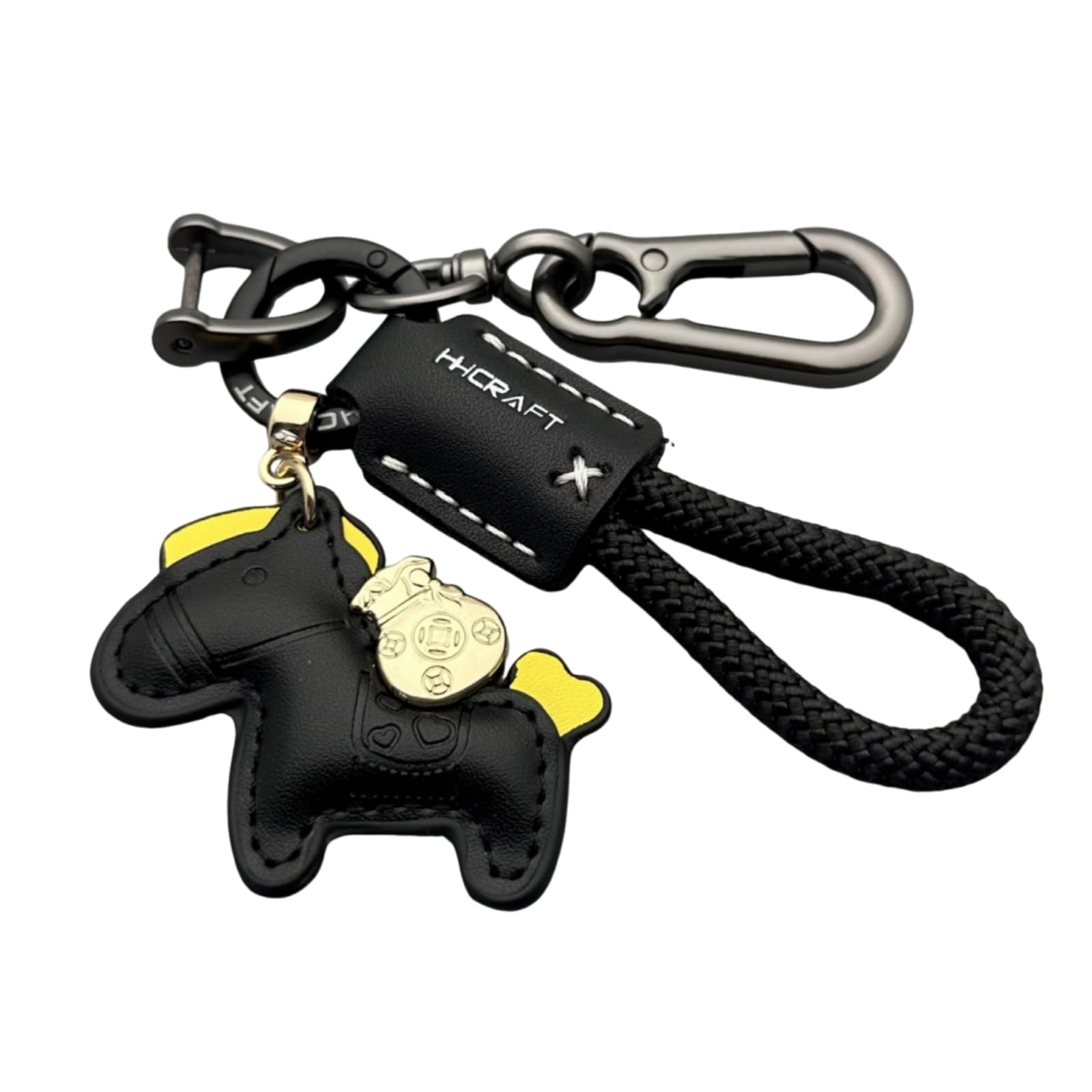 Lucky Charm Horse Stylish Leather Cute Hanging Leather Bag Car Keyring with Keychain Wallet Bag Year of the New Year for Travel [YFFSFDC] Keychain,