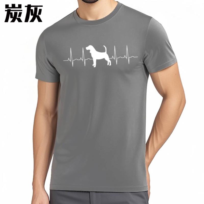 Cheap Tshirt Street Wear Women Oneck tshirt Cotton Dog Silhouette Heartbeat Pattern Print Comfort Man Tee shirt Mens Tshirt