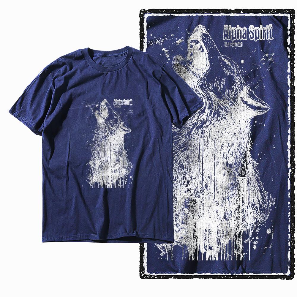 Coolmind MAE 100% Cotton Wolf Printed Exclusive Graphic Men T Shirt Big Size Streetwear Men Tshirt for Men T-shirt Tee Shirts