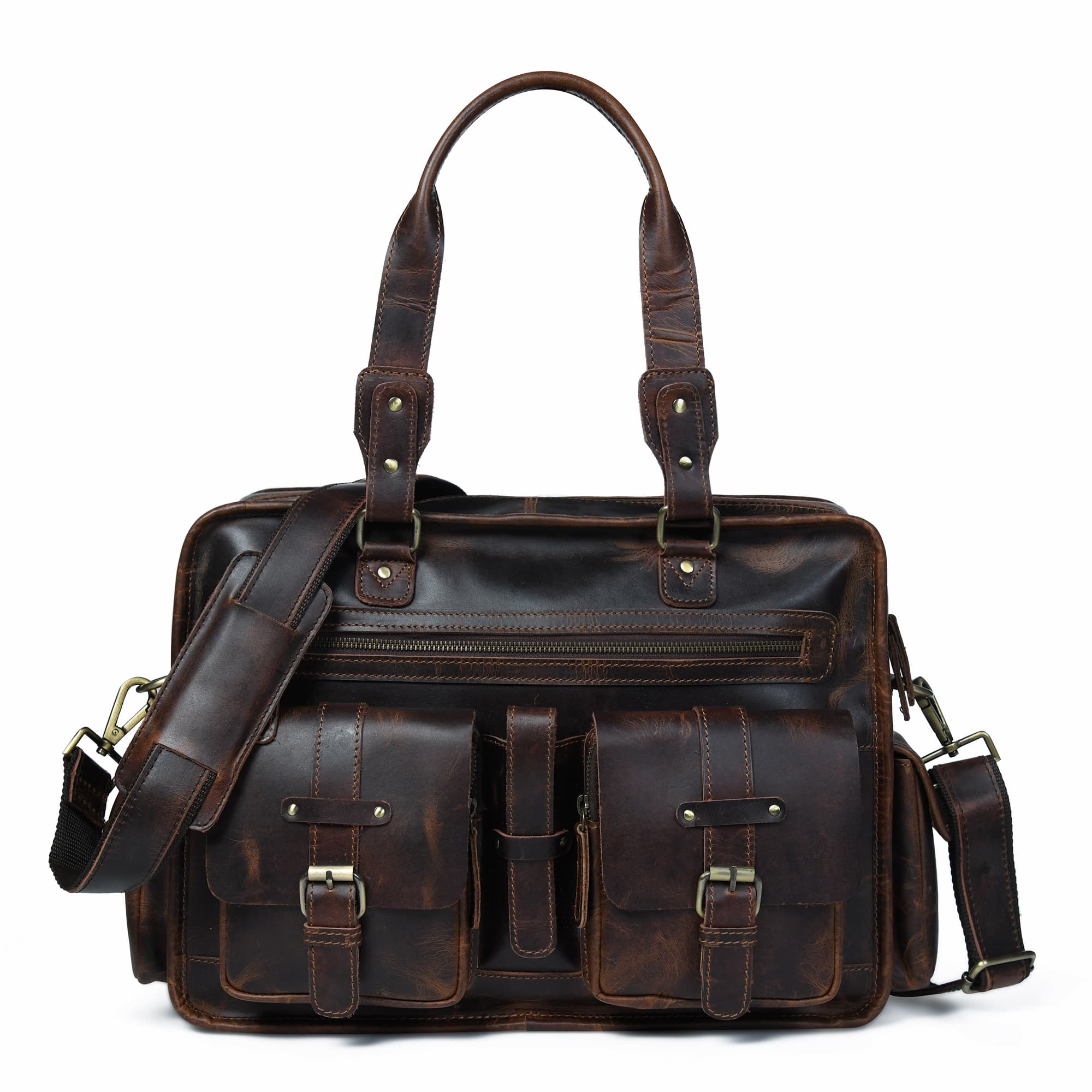 MaheTri Dryden Buffalo Briefcase Walnut For Men & Women 16-Inch коричневый