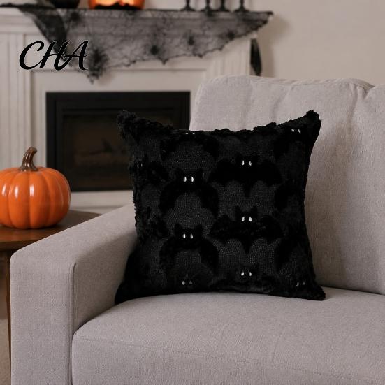 Versatile Seasonal Cushion Covers Halloween Ghost Cover, Plush Embroidered Throw Pillow 18x18 Cute Cover Inch Case for Home Sofa Bed Decor Party