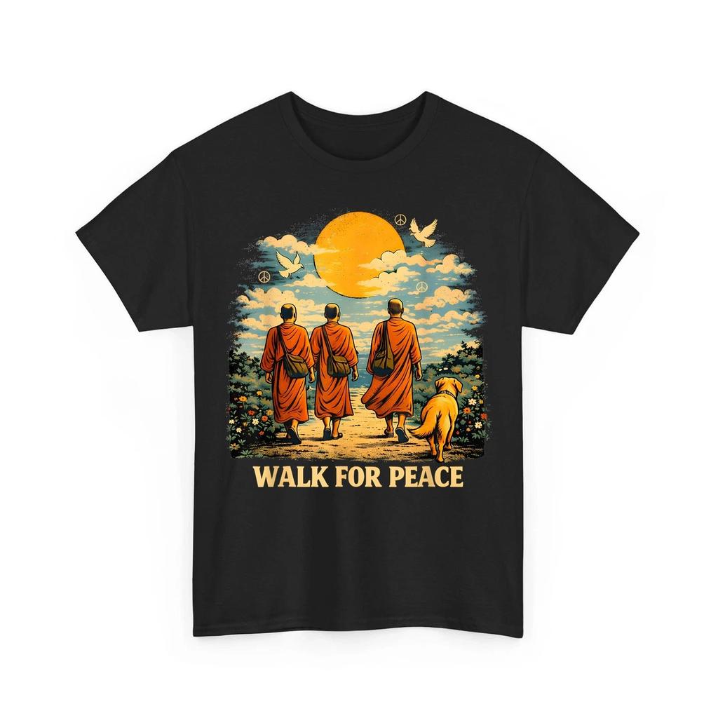 Walk for Peace Monks with Aloka Dog Shirt, Peaceful Path Women Men Shirt