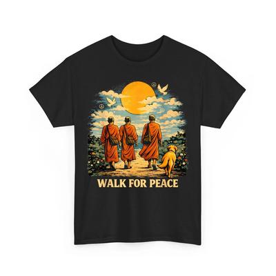 Walk for Peace Monks with Aloka Dog Shirt, Peaceful Path Women Men Shirt
