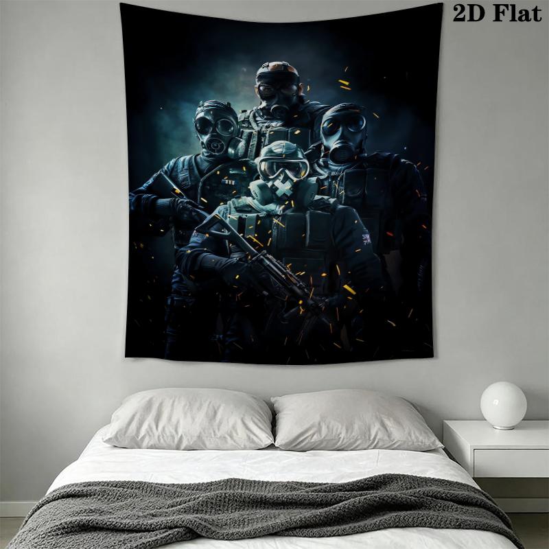 Tom Clancy's Rainbow Six Siege Wall Tapestry Aesthetic Wall Hanging Printed Fabric Blanket Decorative Tapestries for Bedroom Living Room Home Decor